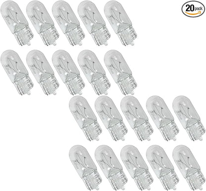 20PCS T3 1/4 Wedge Base 12 Volt 5 Watt Bulb Clear Krypton Light Bulb 9x20 mm for Landscape, RV and Cabinet Lighting