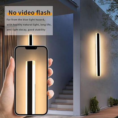 Mikeru 2Pack 39.3inch Outdoor Wall Light Fixtures, 3000/4500/6000K 3 Color Modern Black Linear Wall Lights Front Porch Light Wall Mounted Led Lighting for Basement, Shop,Garage Non-Dimmable