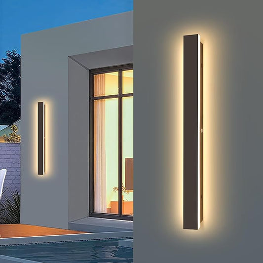 2Pack Modern Outdoor Wall Lights 39.4" Black Porch Wall Light 3000K Anti Rust Exterior Wall Sconces Long LED Linear Exterior Lighting Fixtures for Living Room Garage Swimming Pools