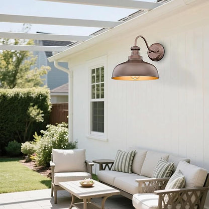 Outdoor Farmhouse Barn Light, Outside Wall Sconce, Weather Resistant Anti-Rust Farmhouse Exterior Wall Light, Outdoor Lantern Lamp for Porch, Garage, Patio, Entryway (Oil-Rubbed Bronze, 1 Pack)