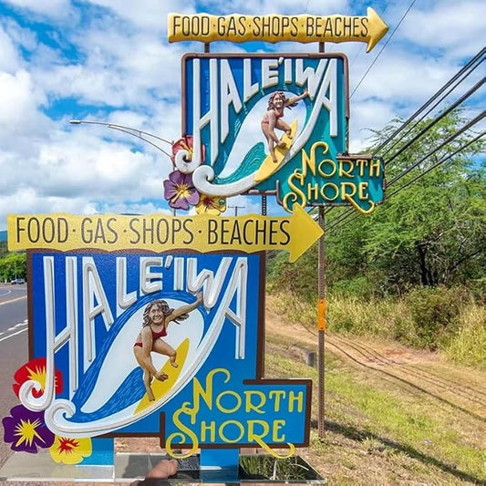 Merch2rock Haleiwa Hawaii Sign LED Replica - Energy Efficient Dimmable LEDs 16" x 19"