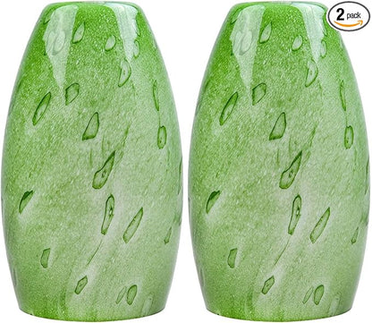 2 Pc Green-plant Oval Pendant Light Shades Only,GO&SO Hand Blown Glass Pendant Lamp Shade,Fitter 1.57 ",Height 7.8 ",Max Diameter 4 ",Stained Glass Pendant Lights Kitchen Island Replacement Lamp Shade