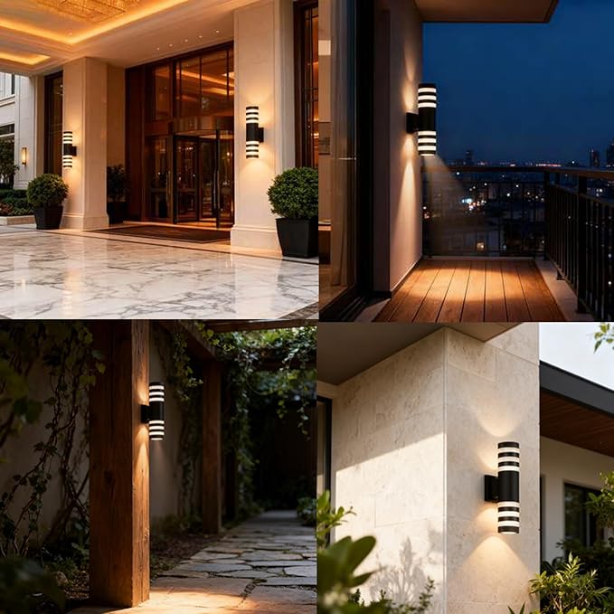 16Pack 15inch LED Cylinder Up & Down Wall Lights,18W Modern Outdoor Wall Light 4000K Day White Aluminum Body Waterproof IP65 LED Exterior Light Fixtures Wall Mount for House Patio Garage Garden