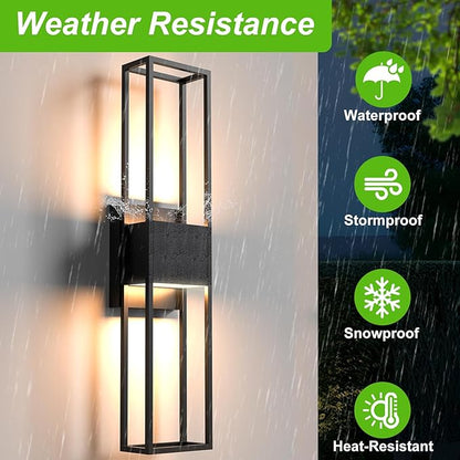 Modern Outdoor Wall Lights, 27.56IN Large Wall Sconce - 3000K Warm White LED Exterior Lighting Fixture, Waterproof Outdoor Lantern Lights for Porch, Wall Lights for Living Room