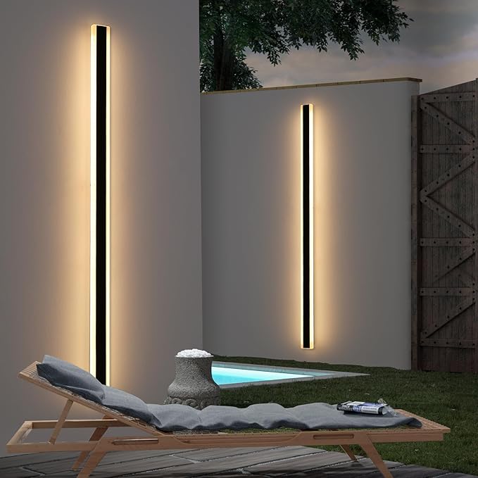 Mikeru 2Pack 71inch Long LED Wall Light Fixtures, 3000K Modern Outdoor Lights Exterior for House Ip65 Waterproof Rust Outdoor Light Fixtures Hardwire Wall Mount Exterior Lighting for Shop,Garage