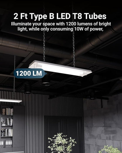 Sunco 50 Pack 2ft LED T8 Clear Glass Tube for Indoor Replacement Fluorescent Commercial Office Hallway Warehouse, Type B, 10W 1200 Lumens, 5000K Daylight, Non-Dimmable, 100-277V, 50,000 Hour Lifetime