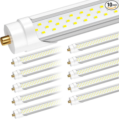 8ft Led Bulbs, T8 8 Foot Led Bulb for T12 Fluorescent Replacement, 72W 9000lm 8' Led Tubes 96" FA8 Single Pin, Three Rows of lamp Beads, 5000K led Tube Light (10Pack)