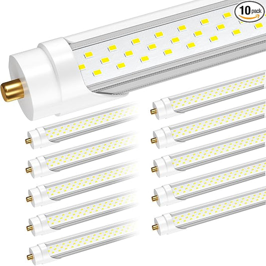 8ft Led Bulbs, T8 8 Foot Led Bulb for T12 Fluorescent Replacement, 72W 9000lm 8' Led Tubes 96" FA8 Single Pin, Three Rows of lamp Beads, 5000K led Tube Light (10Pack)