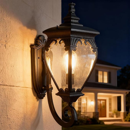 Large Outdoor Wall Lights Exterior Lighting Fixtures, 24.6 Inch Waterproof Large Outdoor Lanterns for Porch Light Fixture, Black Exterior Sconce Light for Outside House Garage Patio