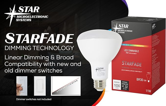 LED Light Bulb Dimmable Broad Compatibility 90 CRI 1000 Lumens 5000K 22,000Hrs BR30 (4 Pack)