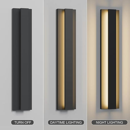 LamQee 23.6 Inch Modern Outdoor Wall Light Exterior Lighting Fixtures, 3000K 24W LED Contemporary Outdoor Sconces Wall Lighting, Matte Black Outside Wall Mount Lights for House Garage Porch Patio Door