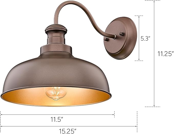 Outdoor Wall Light Fixture, Farmhouse Barn Light, Farmhouse Weatherproof Exterior Wall Sconce, Anti-Rust Outside Lantern Lamp for Porch, Patio, Garage (Oil-Rubbed Bronze, Regular-3Pack)