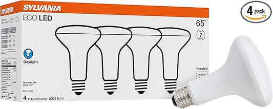 Sylvania ECO LED Light Bulb, BR30, 65W=10W, 7 Year, 650 Lumens, Frosted, Dimmable, Daylight - 4 Pack (40871)