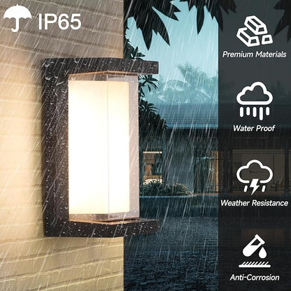 4 Pack 24W Outdoor Wall Lights Exterior/Interior LED 3-Color Adjustable 2100LM Sconces Lights IP65 Waterproof Modern Outdoor Patio Lighting Fixtures Aluminum Wall Lights Compatible with Dimmers