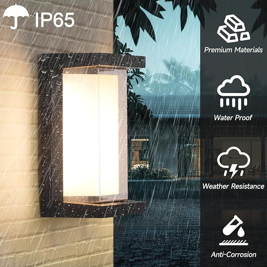4 Pack 24W Outdoor Wall Lights Exterior/Interior LED 3-Color Adjustable 2100LM Sconces Lights IP65 Waterproof Modern Outdoor Patio Lighting Fixtures Aluminum Wall Lights Compatible with Dimmers