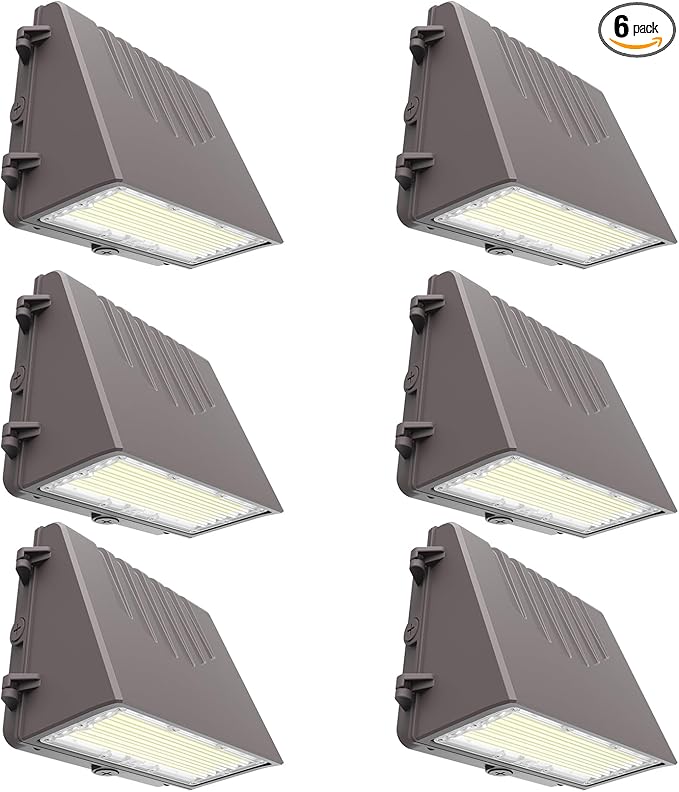 Lightdot 6Pack 200W LED Wall Pack Lights, 100-277v Full Cut Off Dusk to Dawn Photocell, 30000Lm(150Lm/W) 5000K IP65 Outdoor Exterior Lighting for Garage,Warehouse,Yard,Building,Factory,ETL