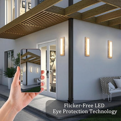 16.9" Modern Outdoor Wall Light 3000K Milky White Acrylic LED Outdoor Sconce Lights Wall Mount Hand-Rubbed Coffee Finish Exterior Lighting Fixtures for House Front Patio Porch Garage