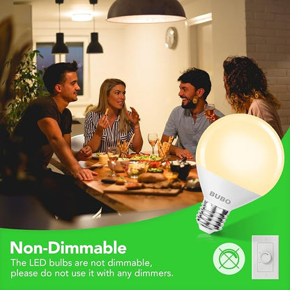 BUBO Vanity Light Bulbs for Bathroom Over Mirror, 60 Watt Equivalent, Soft White 2700K, G25 Globe Light Bulb 800 Lumens, Round Bulb with E26 Medium Base, 7W, Non-Dimmable, 10 Pack