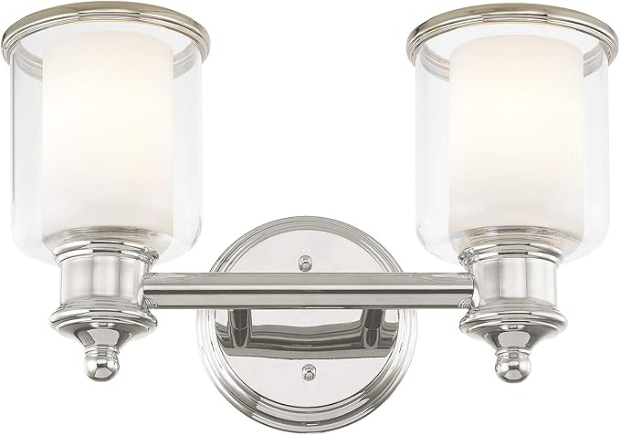 Livex Lighting 40212-35 Transitional Two Light Bath Vanity from Middlebush Collection in Polished Nickel Finish 14.5 x 6.5 x 9