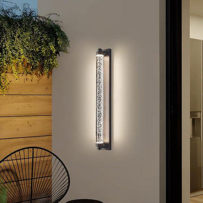 Bubble Crystal Outdoor Wall Lights, 31.4inch LED Modern Wall Mounted Sconce, 3000K-6500K Dimmable Waterproof Outside Lighting Fixtures for House, Porch, Garage, Garden, Bathroom, Indoor