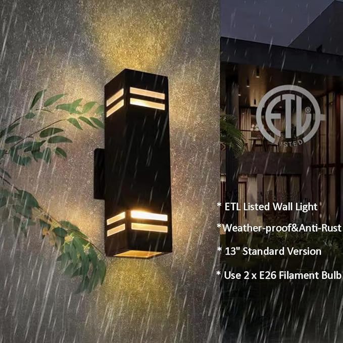 Dusk to Dawn Outdoor Wall Lights Fixture – ETL Listed, Aluminum Waterproof Wall Mount Square Design- Modern Exterior Lighting Outdoor Wall Sconce for Porch, Patio, Front Door