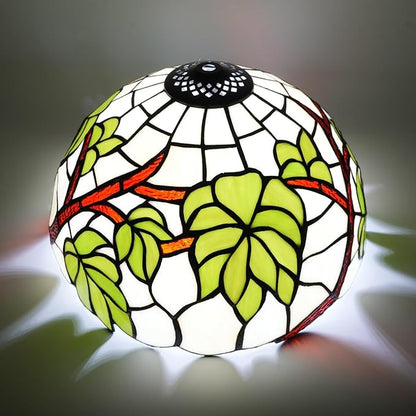 Tiffany Lamp Shade Replacement, 12 Inches Grape Leaves Stained Glass Vintage Handmade Cute Decor Ceiling Light Shade for Table Lamp Pendant Light