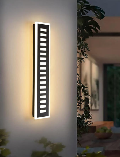 Modern Outdoor Wall Light,24W LED 3000K Black Exterior Lighting Fixture,23.6in Waterproof Acrylic Porch Sconce for Patio,Garage,Courtyard