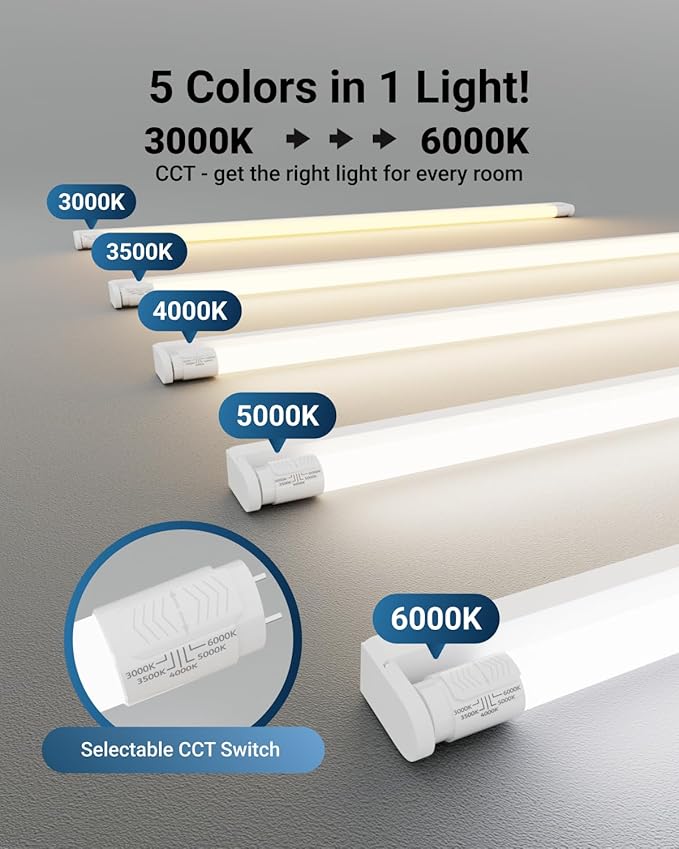 Sunco 10 Pack T8 LED Bulbs 4 Foot, LED Fluorescent Tube Replacement, 4ft LED Tube Light, Ballast Bypass, 18W, 2200 LM, Selectable CCT 3000K/3500K/4000K/5000K/6000K, Single Ended Power, Frosted Lens UL