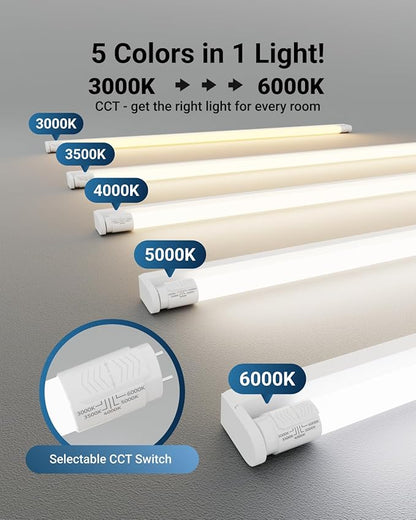 Sunco 10 Pack T8 LED Bulbs 4 Foot, LED Fluorescent Tube Replacement, 4ft LED Tube Light, Ballast Bypass, 18W, 2200 LM, Selectable CCT 3000K/3500K/4000K/5000K/6000K, Single Ended Power, Frosted Lens UL