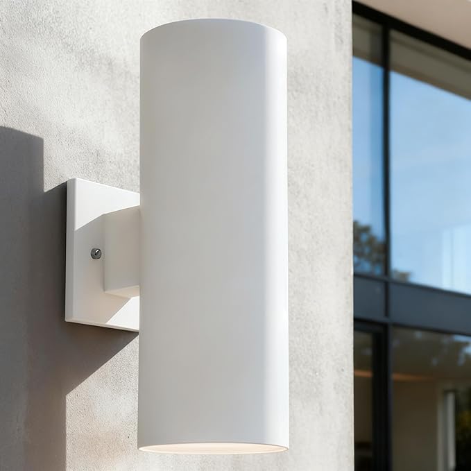 Modern Outdoor Wall Lights,Stainless Steel, 23W 3000K Integrated LED Cylinder Up Down Wall Sconce Porch Lighting IP65 Waterproof Patio Wall Light Fixture for House Porch Entryway