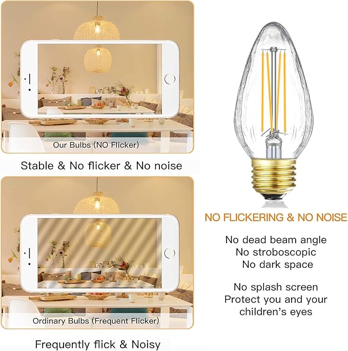Leools E26 Vintage Edison Bulbs 8W Dimmable LED Bulbs Soft White 3000K 800lm 120V AC E26 Medium Base Light Bulbs for Pendant Light Fixture，6 Pack