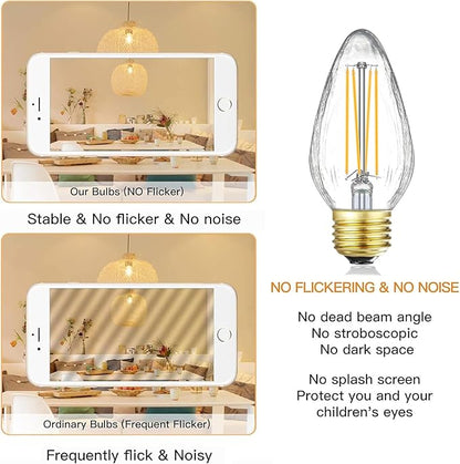 Leools E26 Vintage Edison Bulbs 8W Dimmable LED Bulbs Soft White 3000K 800lm 120V AC E26 Medium Base Light Bulbs for Pendant Light Fixture，6 Pack