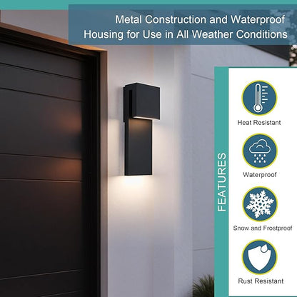 Dusk to Dawn Outdoor Wall Lights 2 Packs,Modern Minimalist Outdoor Fixture Wall Mount,Anti-Rust Sturdy & Sleek Outside Lights for House Porch Garage Patio,3000K 17W Integrated LED