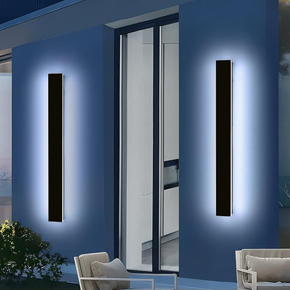 Mikeru 39.3" 2Pack Outdoor Wall Sconce 6000K Cool White - IP65 Waterproof Black Exterior Light, Hardwired Wall Mounted Fixture for Porch, Patio & Entryway | Non-Dimmable Weatherproof Design