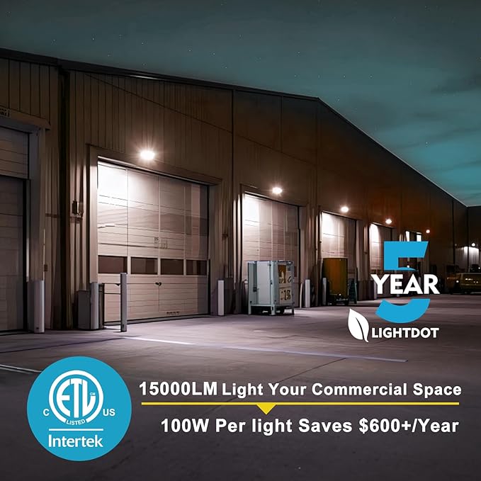 Lightdot 6Pack 100W LED Wall Pack Lights, 100-277v Dusk to Dawn with Photocell, 15000Lm 5000K Daylight IP65 Waterproof Wall Mount Outdoor Security Lighting Fixture, Energy Saving(Height:6-15ft)