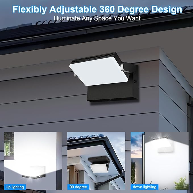 Modern Sleek Flood Lights Outdoor 120W, 18000LM 5000K Waterproof LED Security Lighting, 360° Rotatable Commercial Wall Pack for Yard, Car Lot, Building