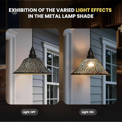 Ceiling Fan Light Covers, Pendant Light Shade Replacement with 1.65" Fitter, ALUCSET 5.5" Height and 12.2" Diameter, Metal Bell Cover for Chandelier Wall Sconces Etched Chrysanthemum Black and Gold