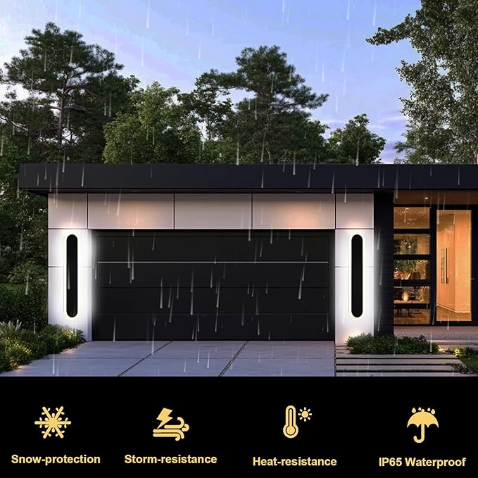 BONLICHT 24in 1Pack Modern LED Outdoor Light 3000K-6000K Dimmable Linear Outdoor Garage Sconce Wall Lighting IP65 Waterproof Exterior Wall Mount Lamp Black LED Light Fixture for Porch Patio Courtyard