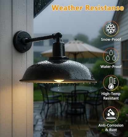 18-inch Large Outdoor barn Light, Straight arm Design, Modern Country Style gooseneck barn Light, Industrial Style Outdoor Wall lamp, Suitable for farmhouses, garages, and patios