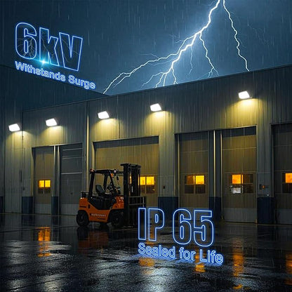 Lightdot 8Pack 200W LED Wall Pack Lights - 30000Lm(150Lm/W) Dusk-to-Dawn (100-277V) 5000K IP65 Outdoor Exterior Lighting Fixture for Warehouse/Parking Lots | 5-Yr Warranty, ETL(Height:15~30ft)