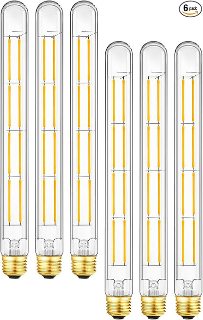 T10 Tubular Bulbs, Dimmable Led Light Bulb,E26 Medium Base,10W Equal 100 Watt,3000K Soft White Light Bulbs,T300 Long Tube Edison Bulbs 11.8in,6Pack.
