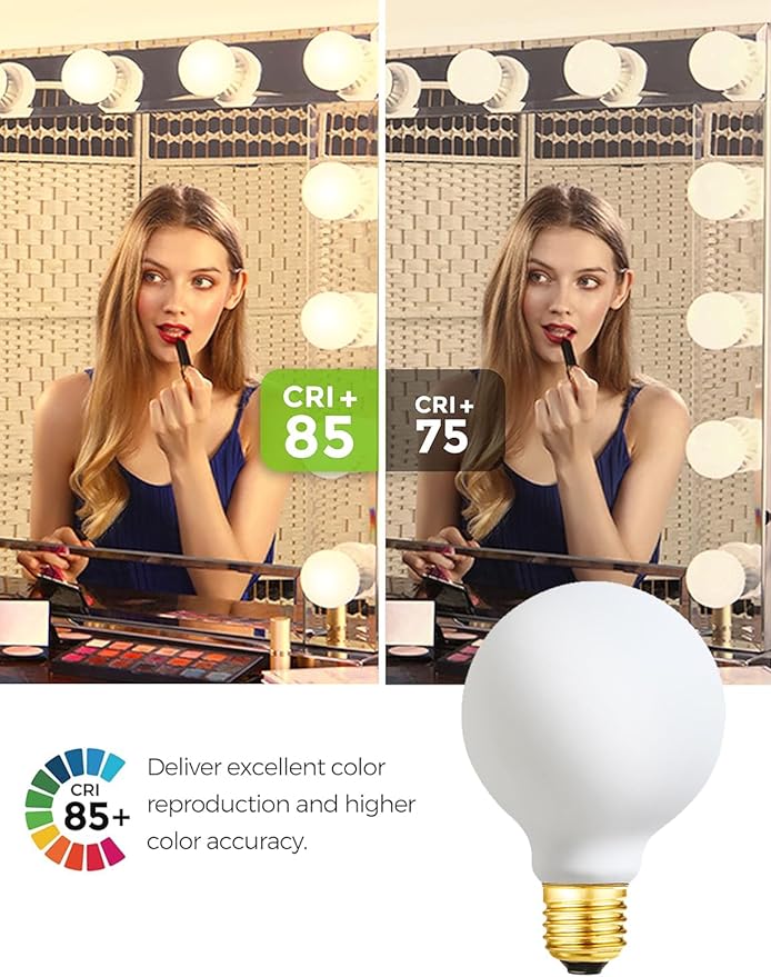 G25 LED Light Bulb E26 Base Matt Opal Porcelain Soft White 3000K Dimmable Edison 6W Led Globe Bulb,600LM,60 Watt Equivalent,Outside Frosted Glass,G80 Vintage LED Edison Globe Light Bulb,4 Pack.