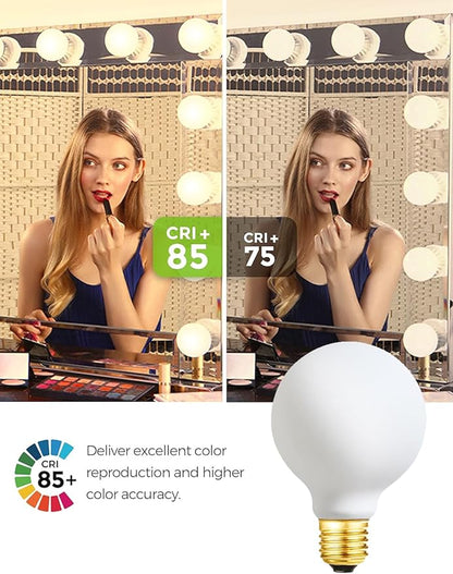 G25 LED Light Bulb E26 Base Matt Opal Porcelain Soft White 3000K Dimmable Edison 6W Led Globe Bulb,600LM,60 Watt Equivalent,Outside Frosted Glass,G80 Vintage LED Edison Globe Light Bulb,4 Pack.