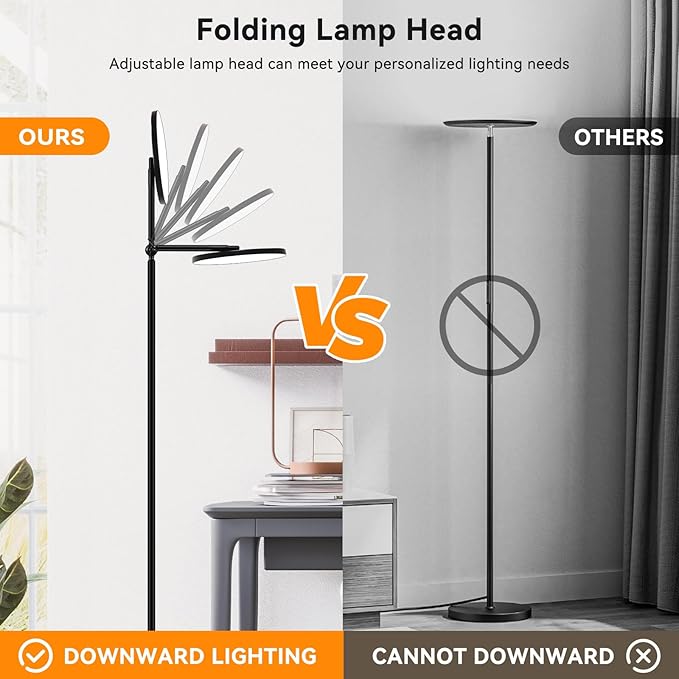 Floor Lamps for Living Room, 30W Super Bright LED Floor Lamp, Stepless Dimmable Tall Standing Lamp, Torchiere Floor Lamps with Touch Control, Modern Floor Lamp for Bedroom, Office