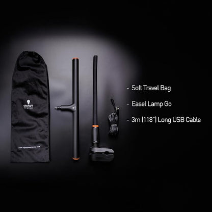 Daylight Company Easel Lamp Go™ Premium 95+ CRI LED Art Lamp with 3-Step Dimmer, USB-C Cable, and Built-in Battery for Superb Color Reproduction and Uninterrupted Illumination