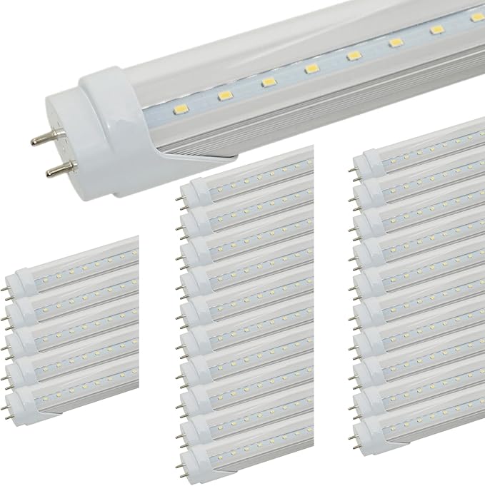 T8 LED Light Bulbs Fluorescent Replacement Ballast Bypass 48inch 4000K Daylight White Double-end Powered Clear Lamps 25 Pack