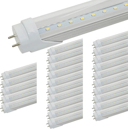 T8 LED Light Bulbs Fluorescent Replacement Ballast Bypass 48inch 4000K Daylight White Double-end Powered Clear Lamps 25 Pack