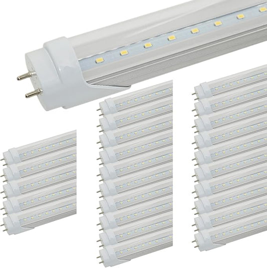 T8 LED Light Bulbs Fluorescent Replacement Ballast Bypass 48inch 4000K Daylight White Double-end Powered Clear Lamps 25 Pack