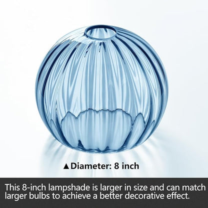 Clear Glass Shade,Replacement Globe & Cover for Lighting Fixture, 8" Diameter, Replacement with 1.65 Inch Fitter for Wall Lamps Chandeliers or Ceiling Light (2, 8Inch - Blue Glass)