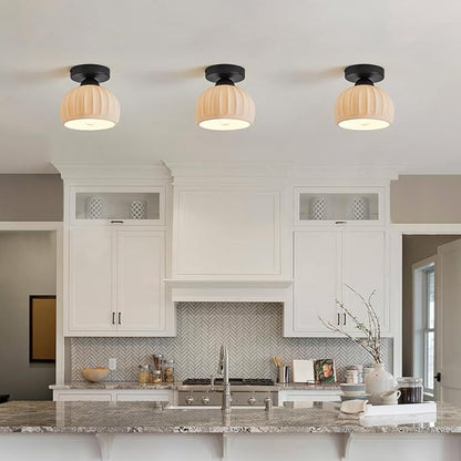 2 Pack Ceramic Semi Flush Mount Ceiling Light,Vintage Black Hallway Light Fixtures, White Globe Ceiling Lights,Mid Century Small Chandelier Light Fixture for Cottage Entryway Laundry Room Kitchen